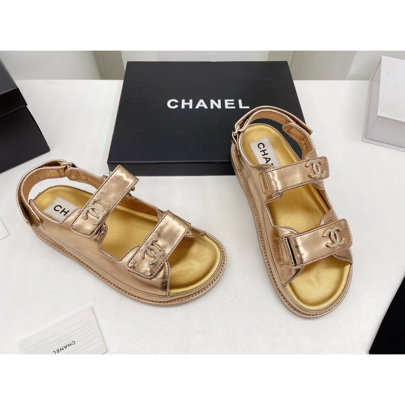 Ch*el dad sandals leather gold