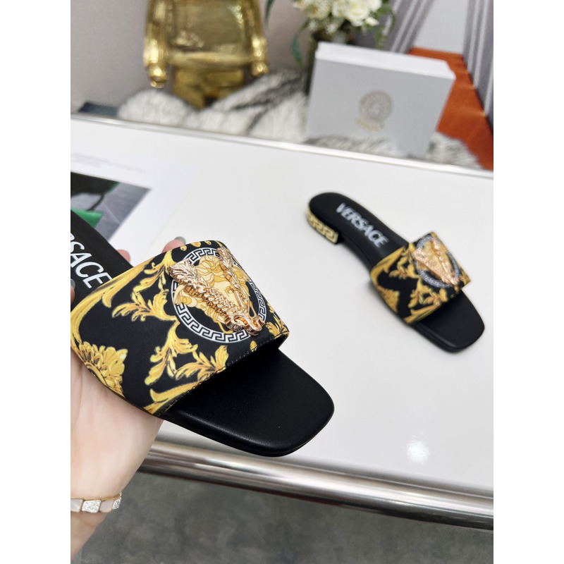 Versace Flat Sandals Black
