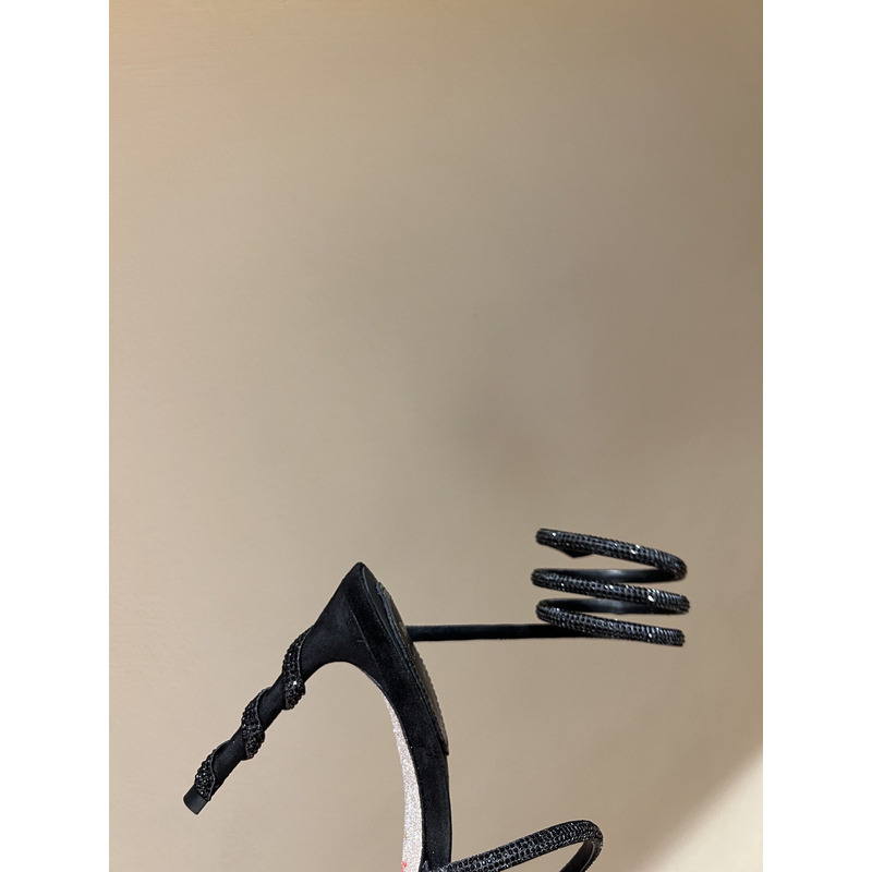 Rene Caovilla Margot Embellished Suede Heels Black