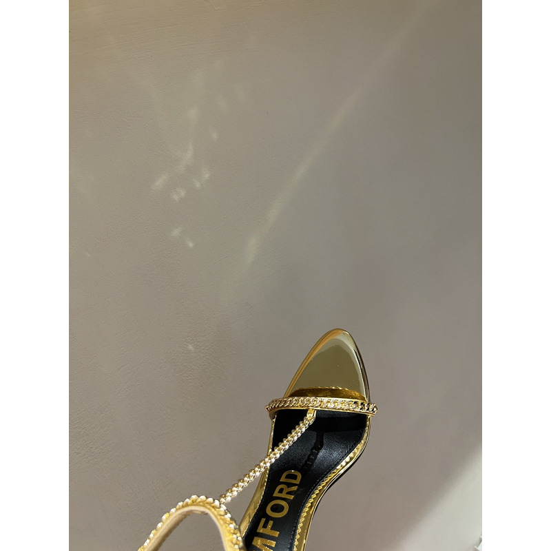 Tom Ford Padlock Mirror Leather Heels Gold