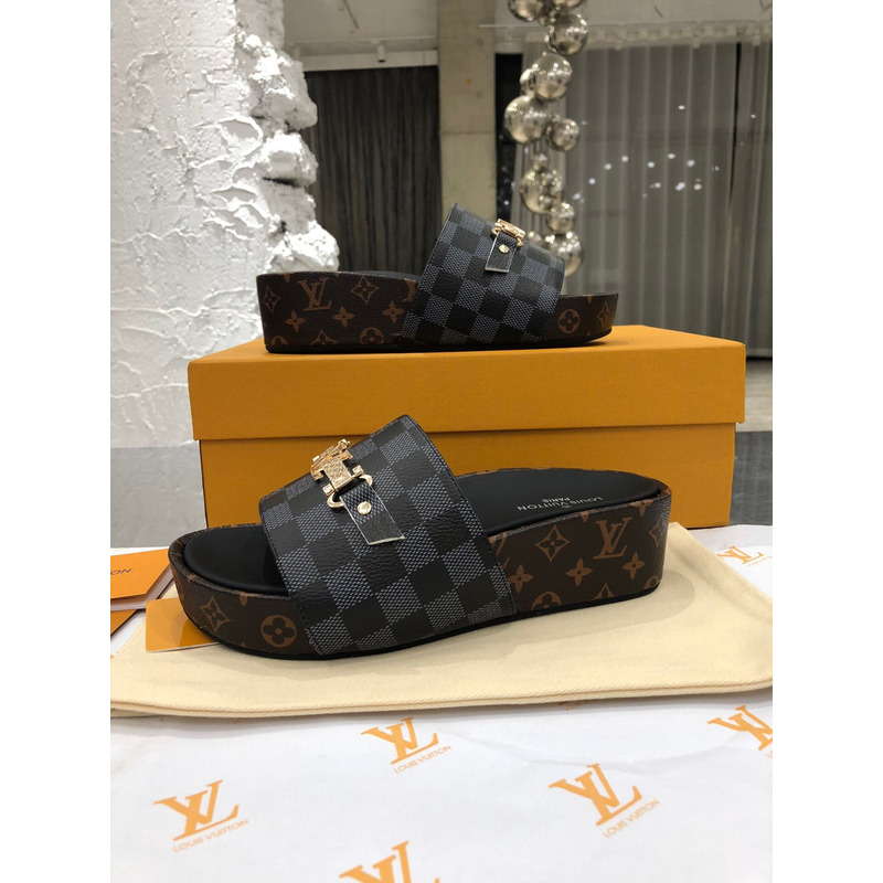 Lv 2021ss Jumbo Flatform Slides Classic Pattern