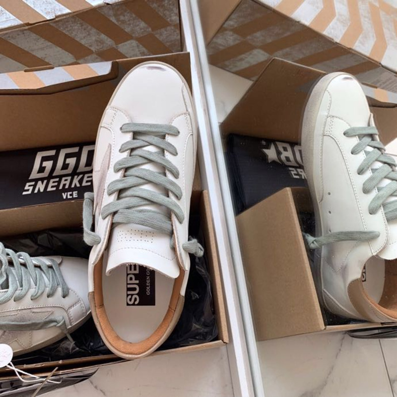 golden goose men’s S*per-star sneakers with suede star and brown heel tab