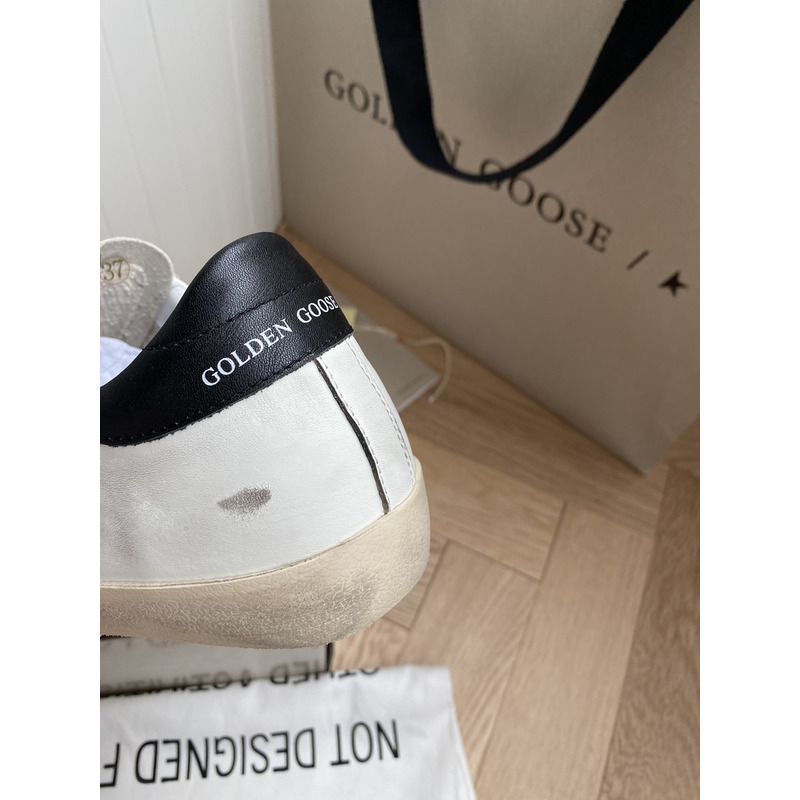 golden goose S*per-star sneakers with sliver glitter and black heel tab