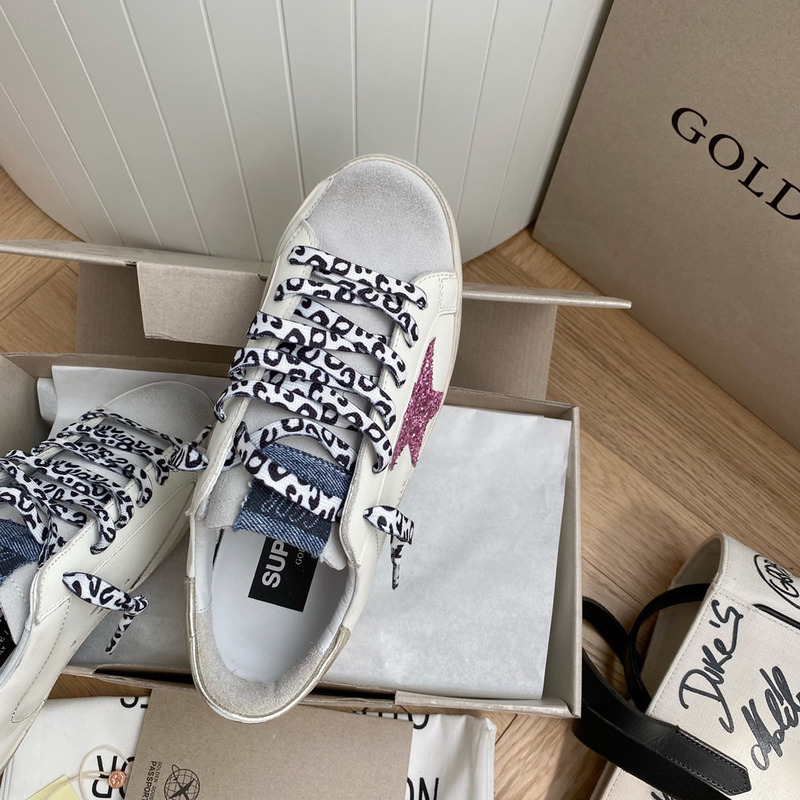 golden goose S*per-star sneakers with glitter and gold heel tab