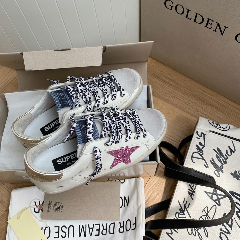 golden goose S*per-star sneakers with glitter and gold heel tab