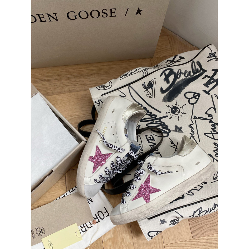 golden goose S*per-star sneakers with glitter and gold heel tab