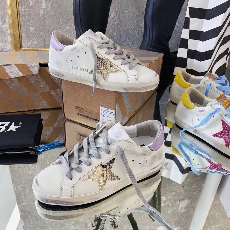golden goose S*per-star sneakers with glitter and purple heel tab