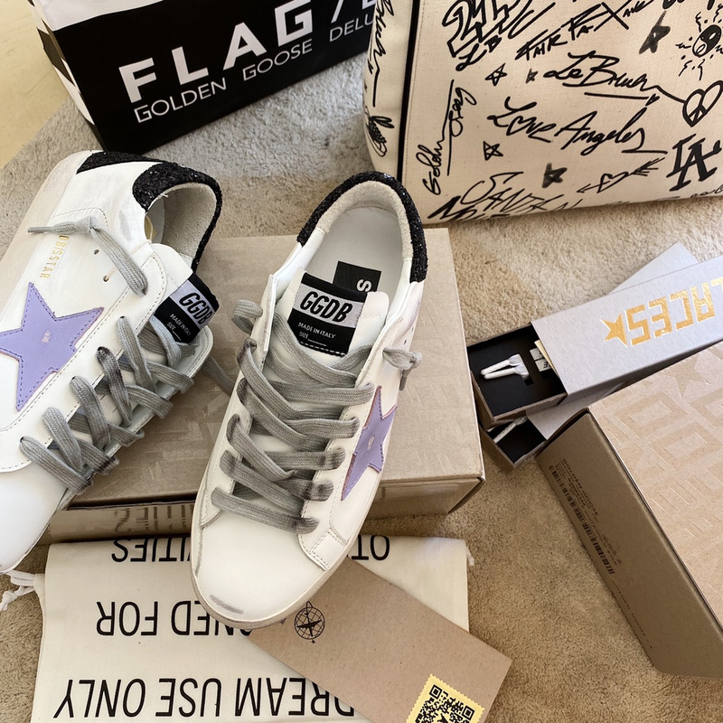 golden goose S*per-star sneakers with purple star logo
