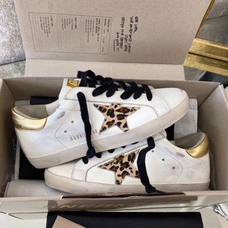 golden goose S*per-star sneakers with leopard print and golden heel tab