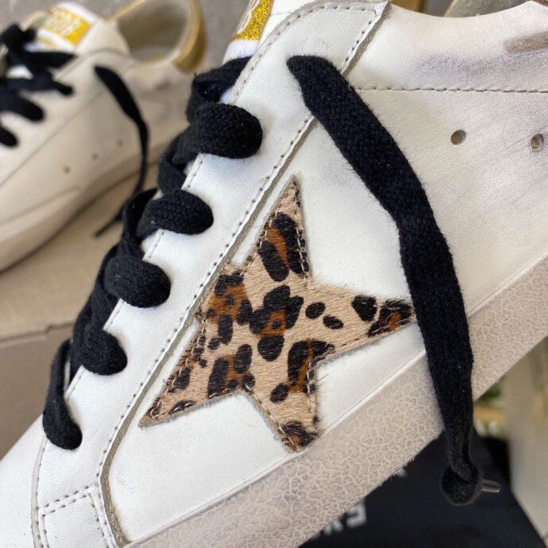 golden goose S*per-star sneakers with leopard print and golden heel tab