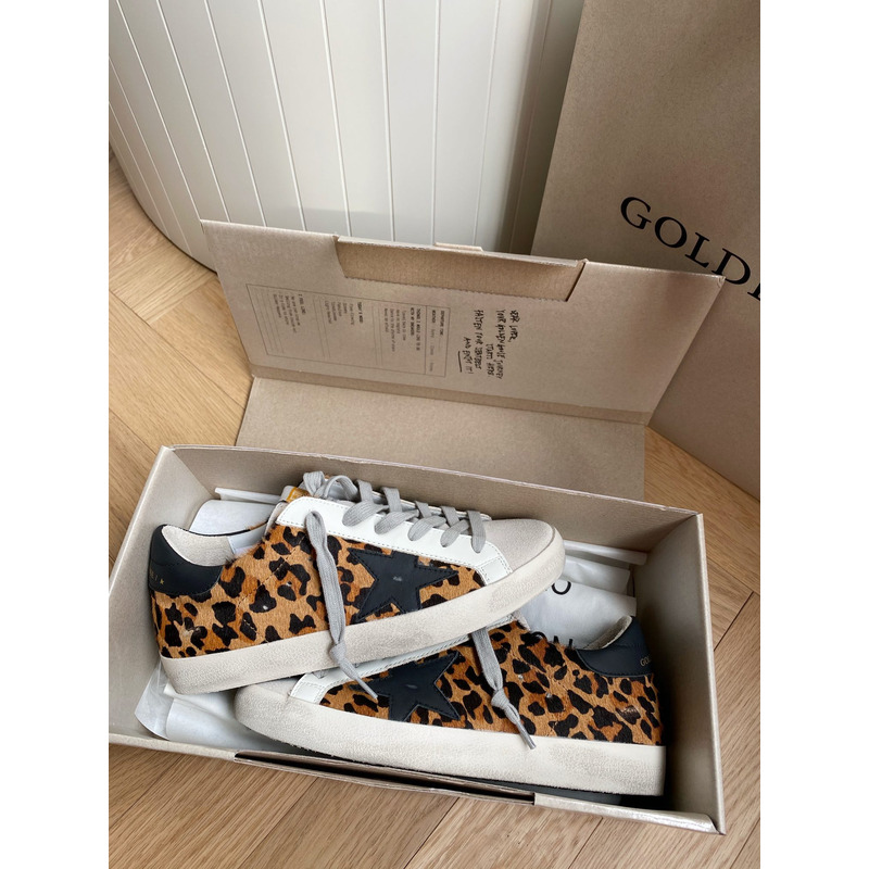 golden goose S*per-star sneakers with leopard print and black heel tab