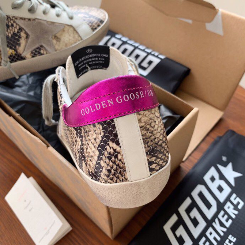 golden goose S*per-star sneakers with serpentine and purple heel tab