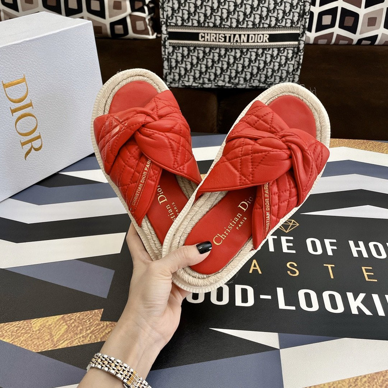 D*or dtwist-slipper leather with cannage motif bright orange