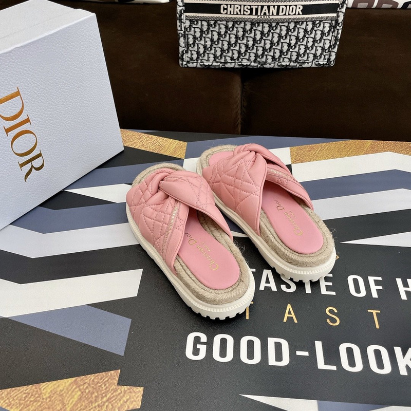 D*or dtwist-slipper leather with cannage motif pink