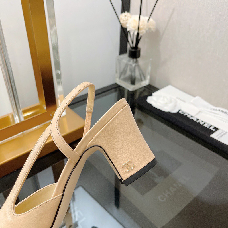 Ch*el sling-back heel beige and black