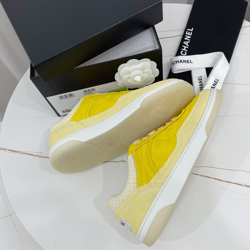 Ch*el calfskin sneaker yellow