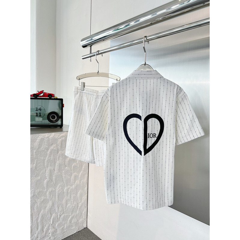 D*or heart logo short sleeve shirt & shorts 2 piece set