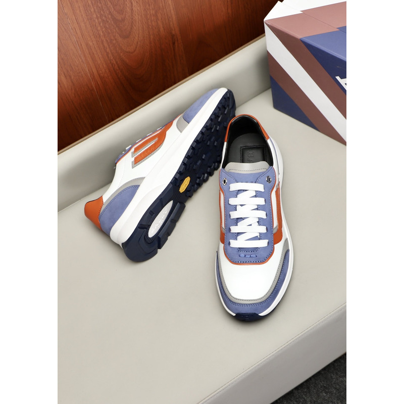 Bally Demmy Leather Sneaker in White,Orange & Blue