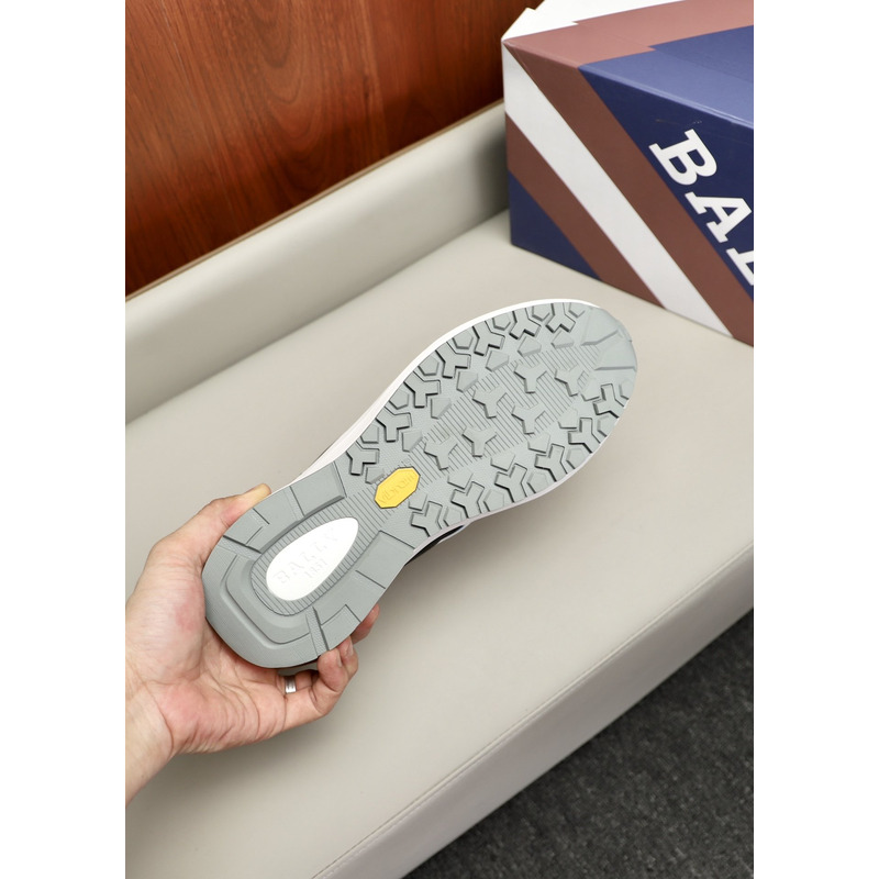 Bally Demmy Leather Sneaker in White,Black & Blue