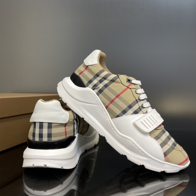 B**rry beige check regis sneakers