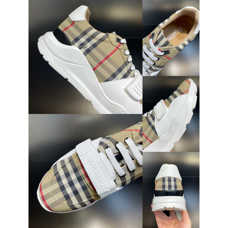 B**rry beige check regis sneakers