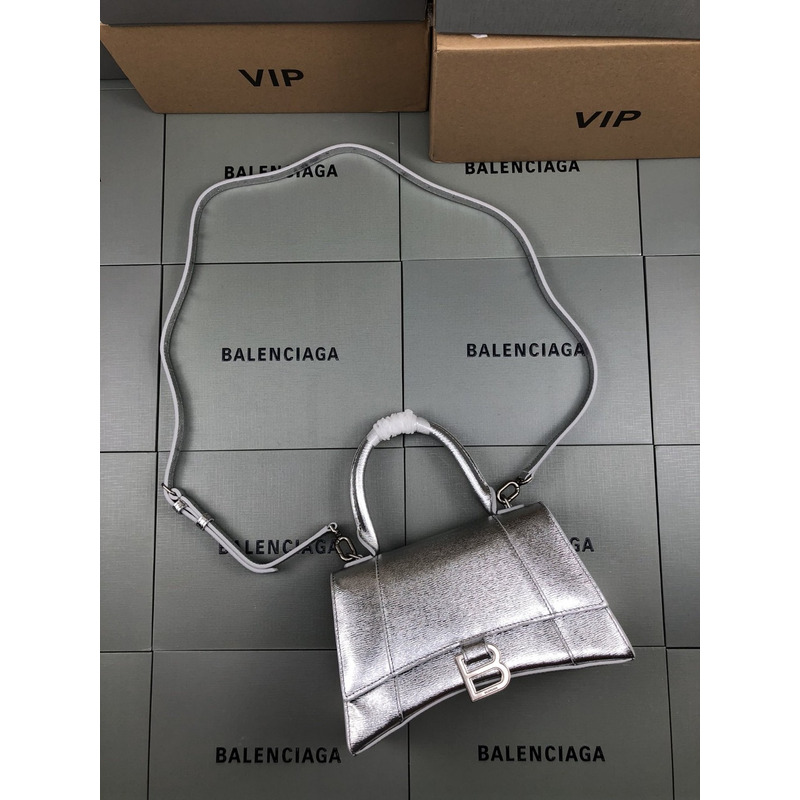 Ba*len*cia*ga small hourglass bag water ripple silver