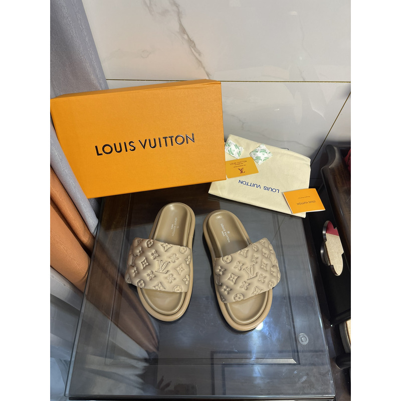 l**is V*t*n pool pillow comfort mules khaki green