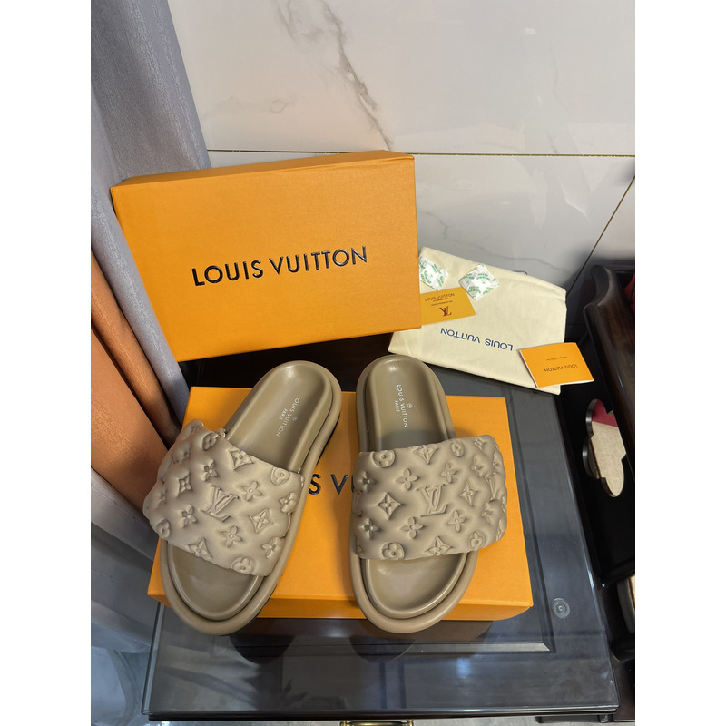 l**is V*t*n pool pillow comfort mules khaki green