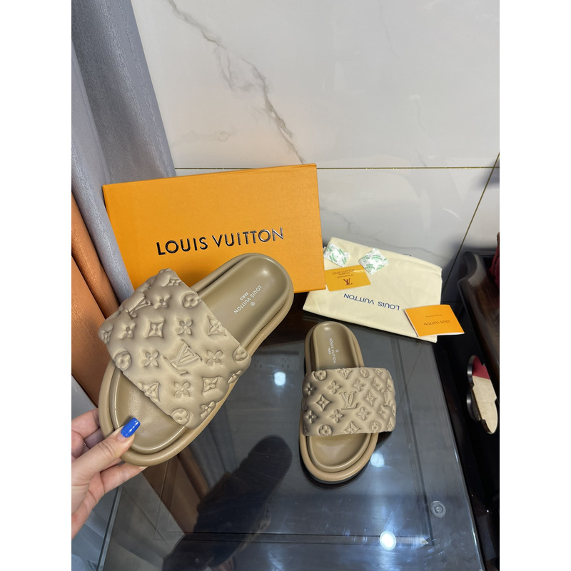 l**is V*t*n pool pillow comfort mules khaki green