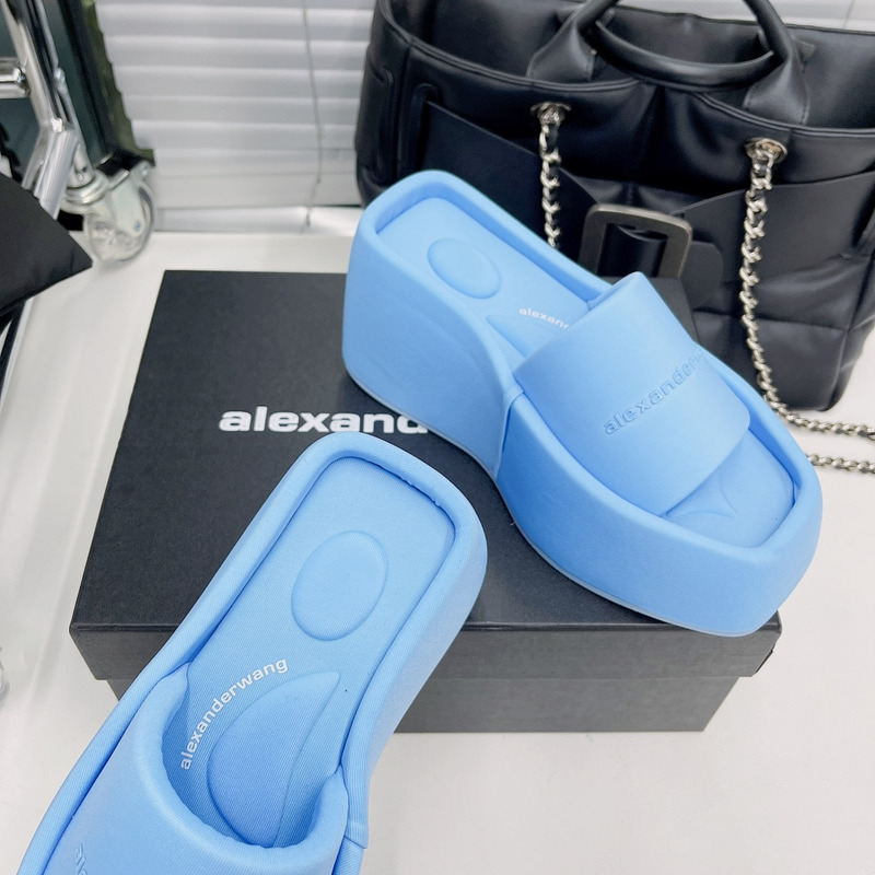 Alexander Wang Taji Platform Slide Sandal in Lycra Blue