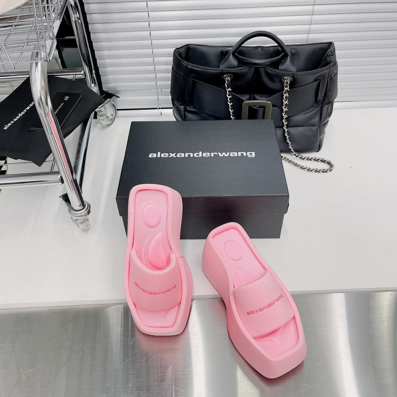 Alexander Wang Taji Platform Slide Sandal in Lycra Neon Bubblegum