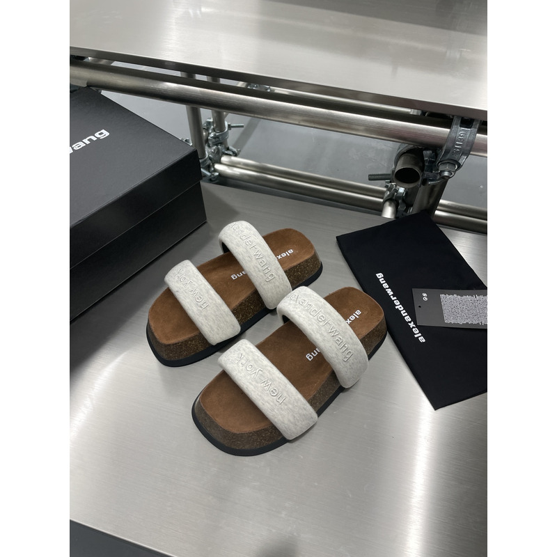 Alexander Wang Ronan Logo-embroidered Cotton-jersey Sandals Light Grey