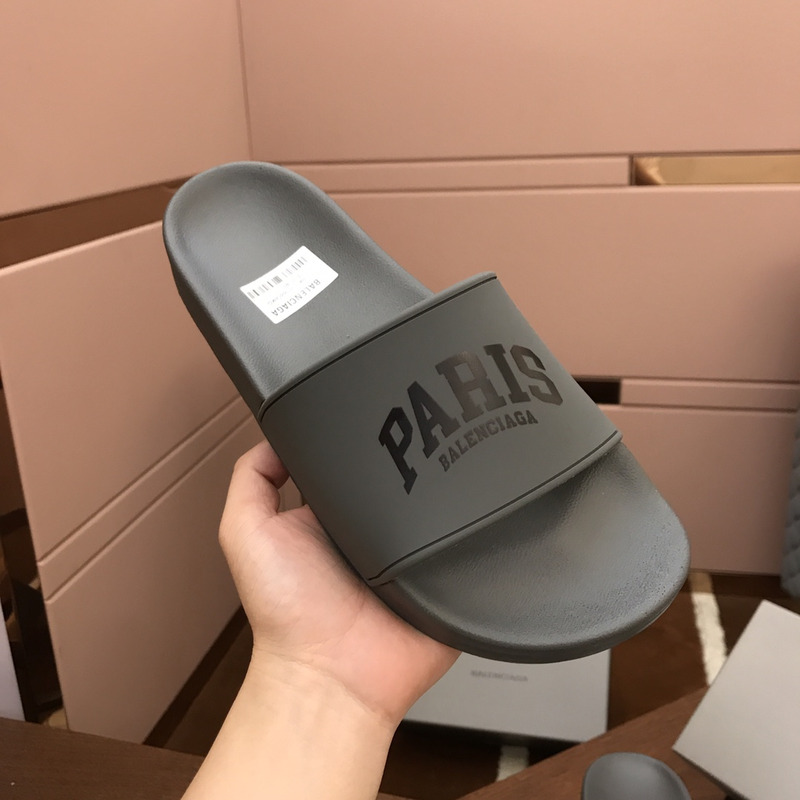 Ba*len*cia*ga paris pool slides grey&black