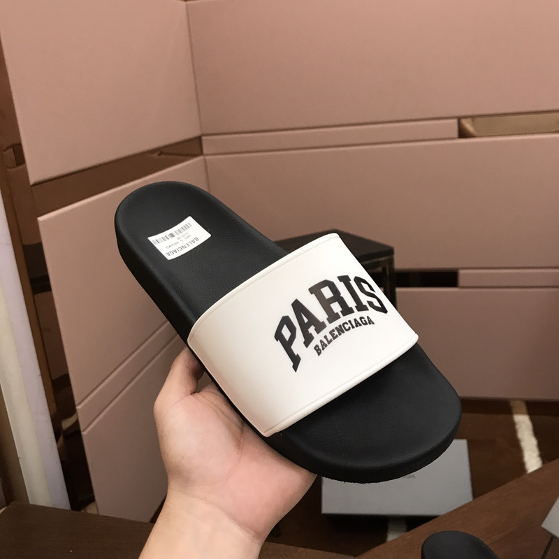 Ba*len*cia*ga paris pool slides white&black