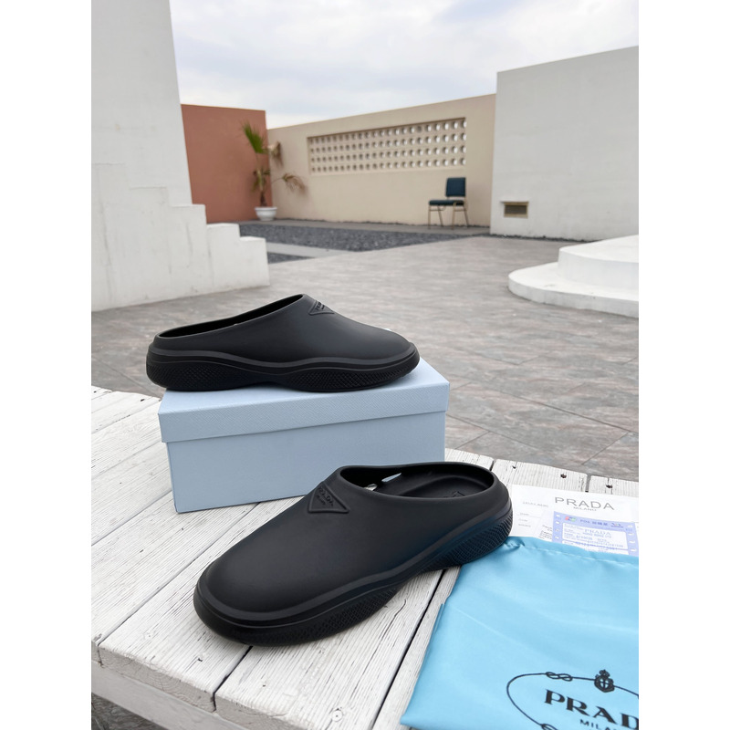 Pra*a foam rubber mules slides black