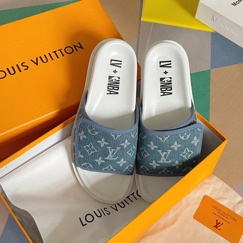 l**is V*t*n x nba monogram mules blue/white