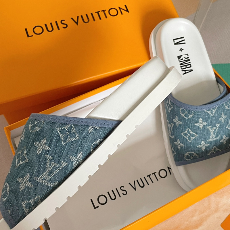 l**is V*t*n x nba monogram mules blue/white