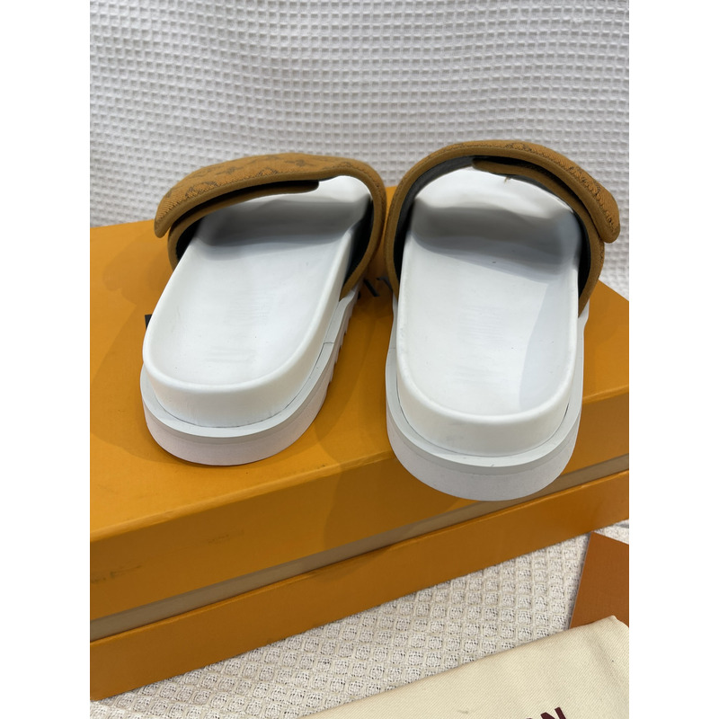 l**is V*t*n monogram pool mules brown/white