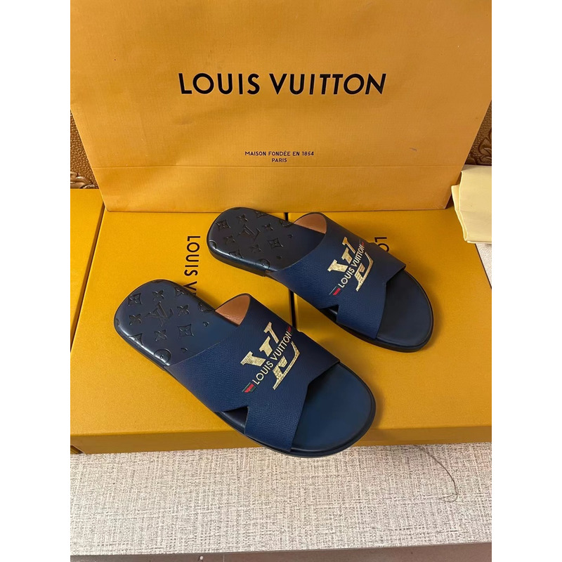l**is V*t*n gold logo mules navy black