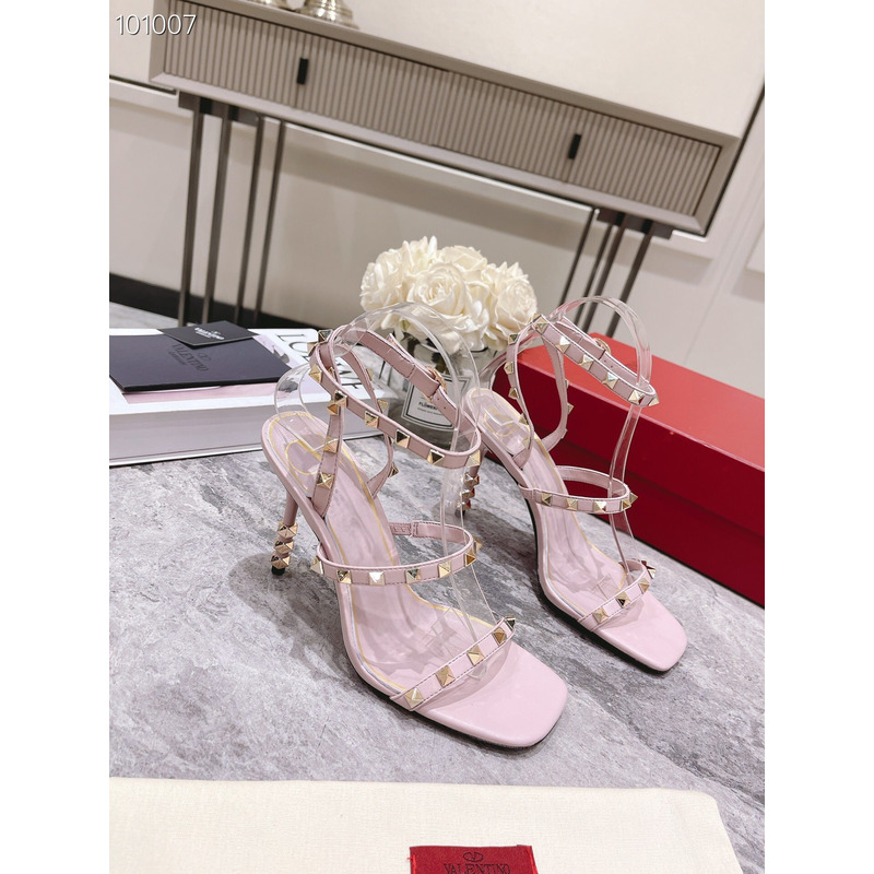 Valentino Square Toe Sandals with Rivets Pink