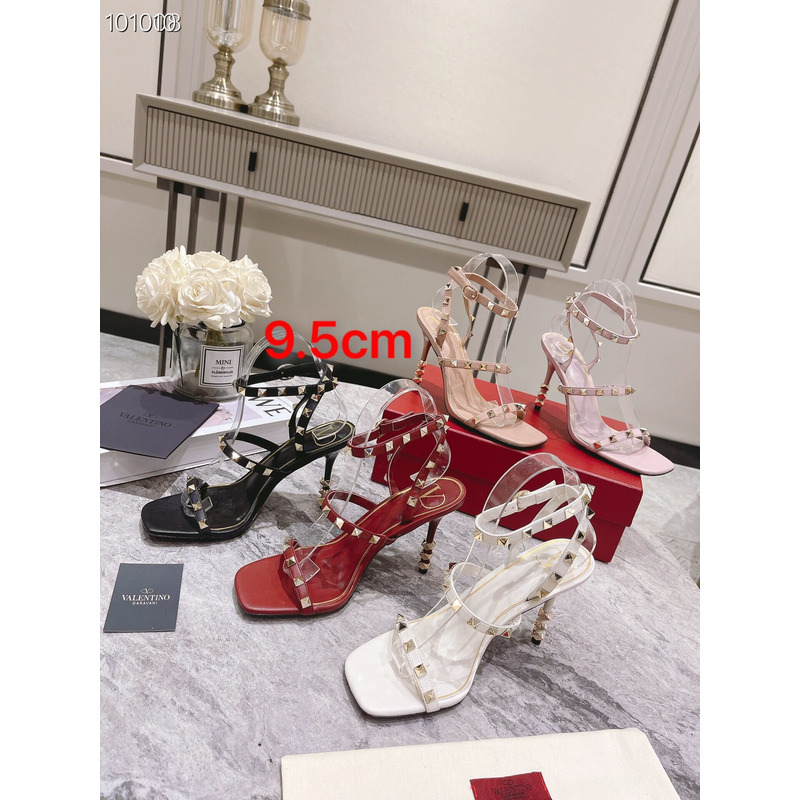 Valentino Square Toe Sandals with Rivets White