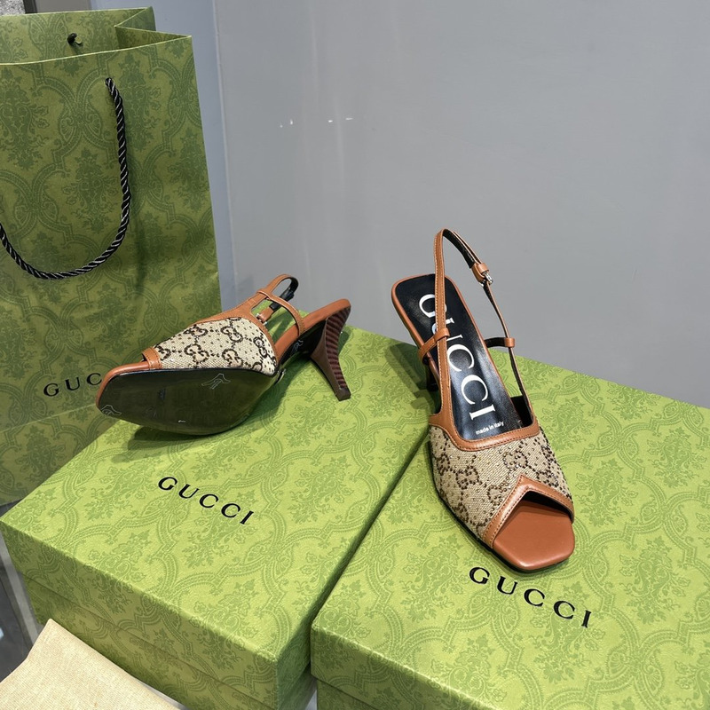 G*u*i gg-embellished slingback pumps brown