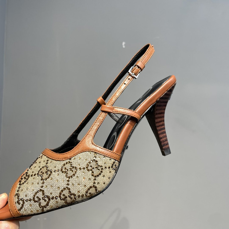 G*u*i gg-embellished slingback pumps brown