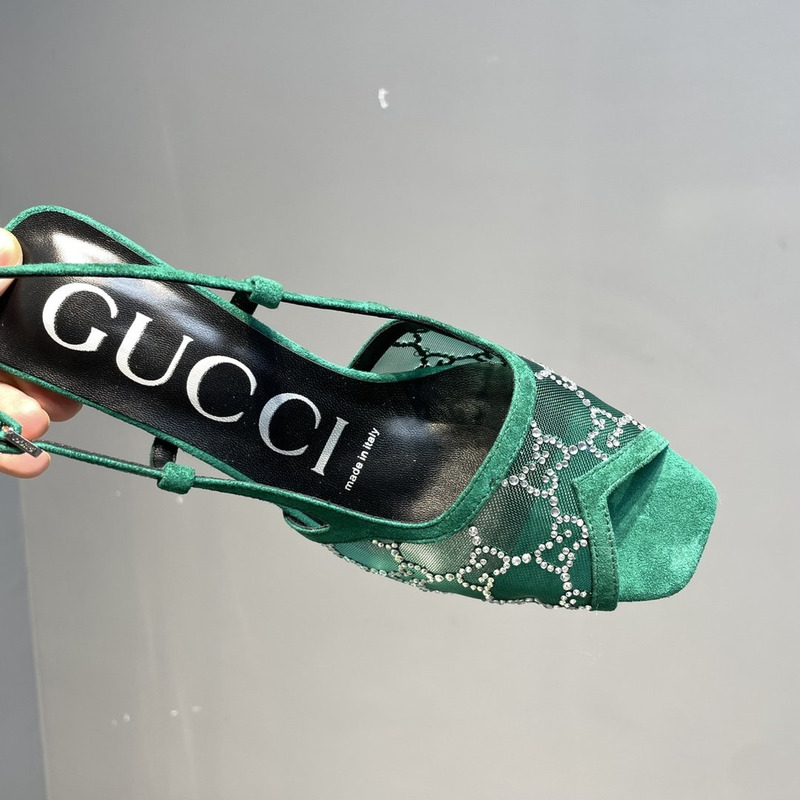 G*u*i gg-embellished slingback pumps green