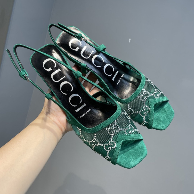 G*u*i gg-embellished slingback pumps green