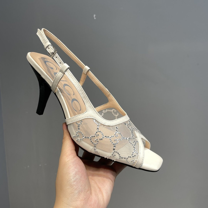 G*u*i slingback pumps with gg crystals white