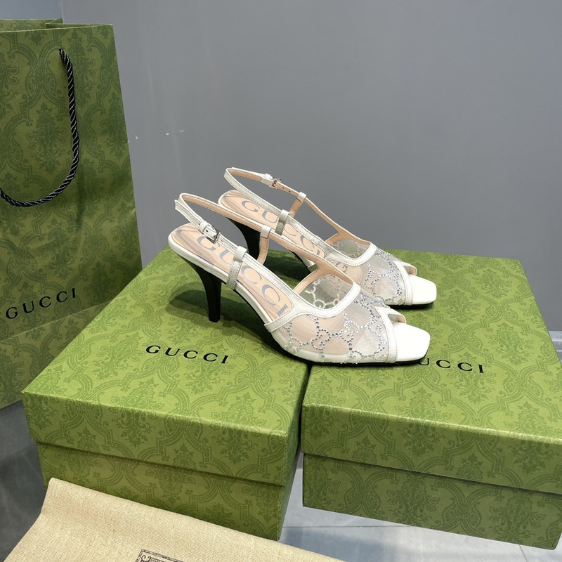 G*u*i slingback pumps with gg crystals white