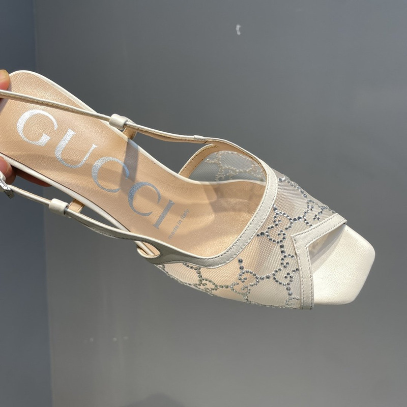 G*u*i slingback pumps with gg crystals white