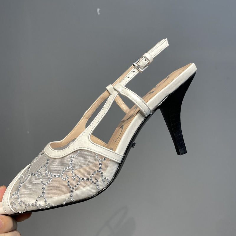 G*u*i slingback pumps with gg crystals white
