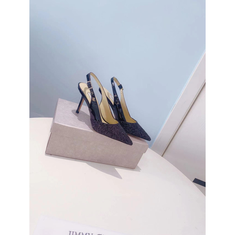 Jimmy Choo Erin Glitter Slingback Pumps Black